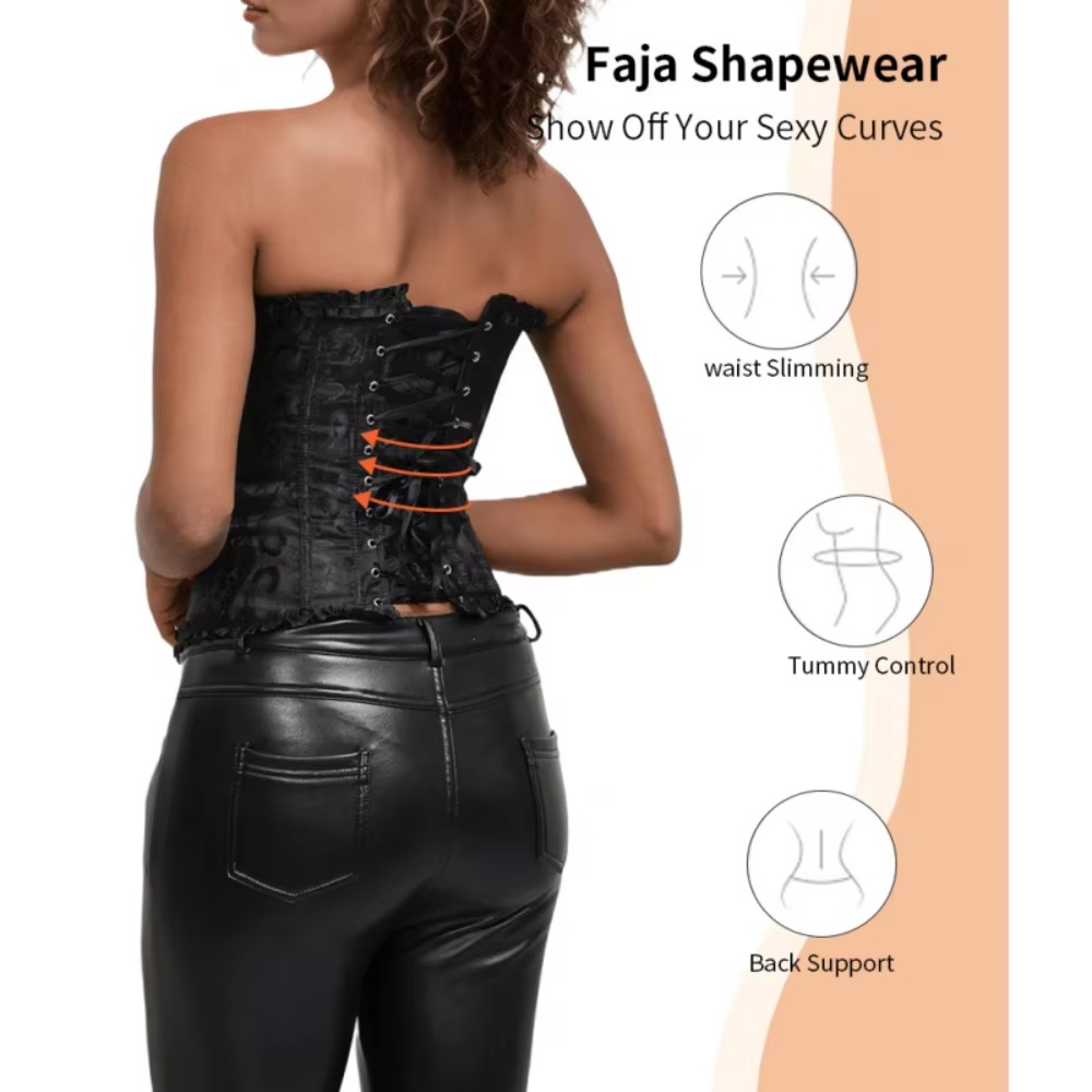 Zipper Jacquard Underbust Cors - Boning Corset Steel ulasan dan harga